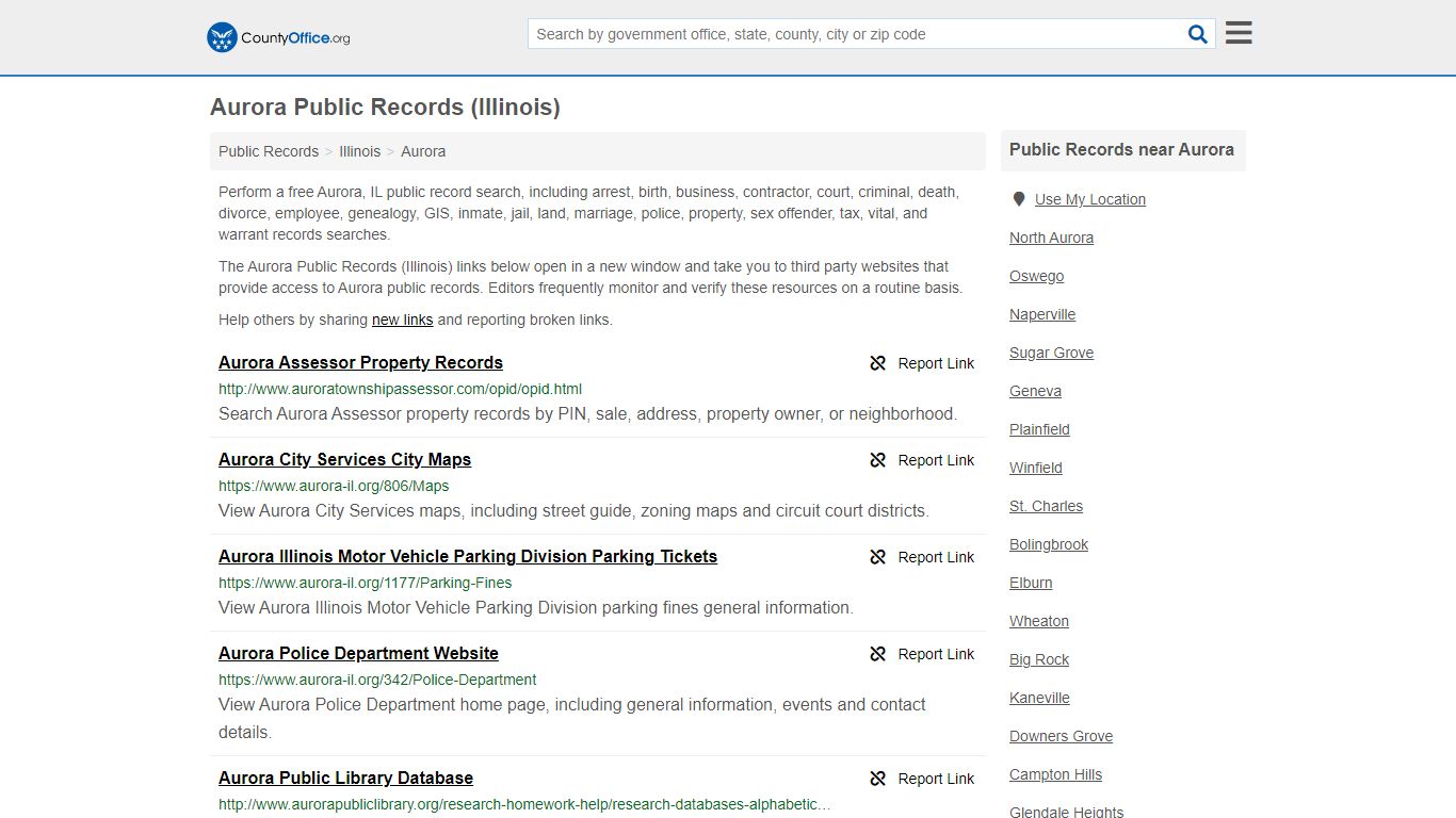 Public Records - Aurora, IL (Business, Criminal, GIS ...