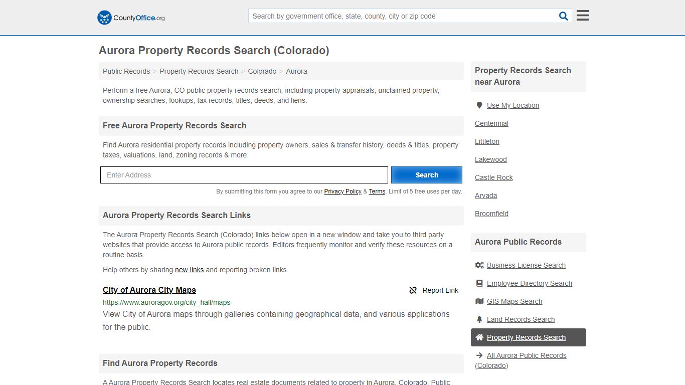 Property Records Search - Aurora, CO (Assessments, Deeds ...